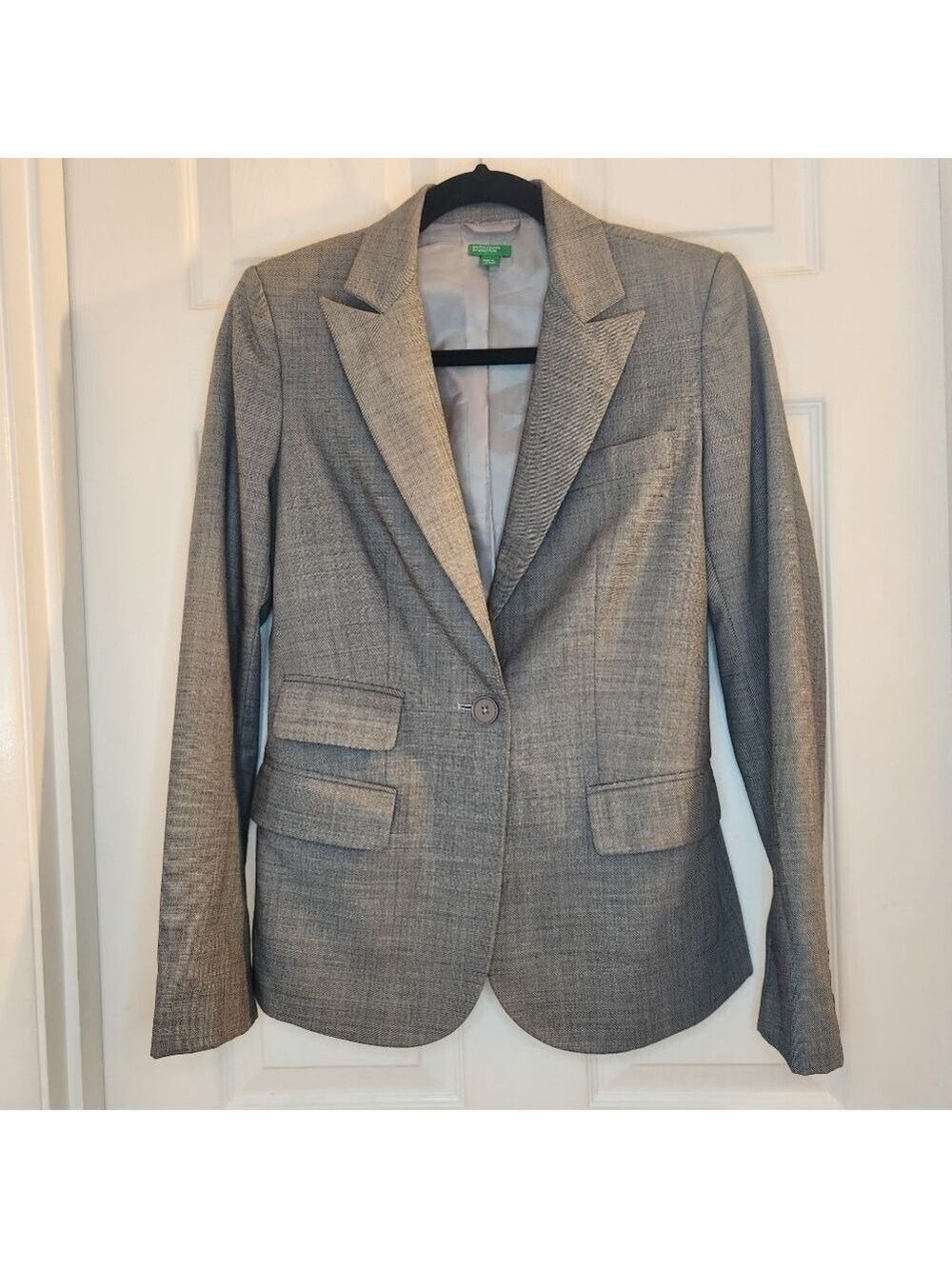 United Colors of Benetton Blazer Jacket Light Grey Size 40 US 2/4 Double Vented